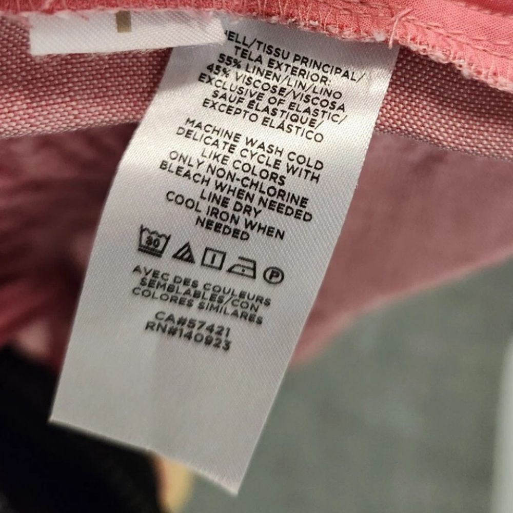 LOFT Linen Blend Tie Front Pink Jumpsuit size 12. - Picture 11 of 12